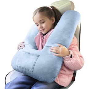 Car Pillow for Kids, Travel Pillow for Car, Toddler Travel Pillow for Sleeping Carseat Pillow for Adults, Removable and Washable Covers, Long Car Ride Essentials,Grey