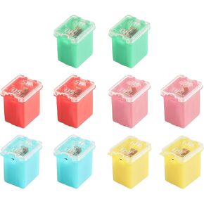 10PCS Fuse Kit,20A 30A 40A 50A 60A Car Fuses,Low/Tall Fuse Box,Car Accessories Fuses Automotive Kit,Box Shaped Car Fuse Kit,Automotive Replacement Fuses for Car RV Truck Motorcycle (Low)