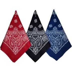 Bandanas Multi-Purpose Bandanas Paisley Cowboy Polyester Headbands 22x22 inch (Set Of 3Pcs)