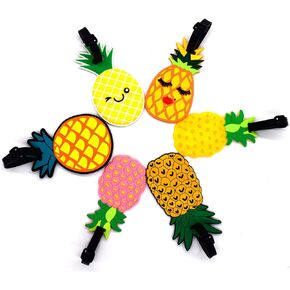 AUEAR, Travel Luggage Tags Unique Pineapple Silicone ID Labels Name Card Holders for Suitcases (6-Pack)