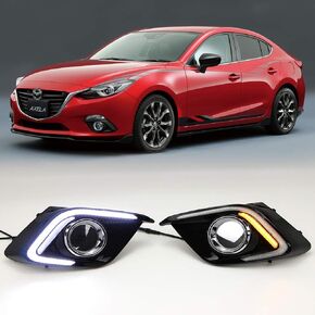 LED DRL Fog Lamp Bezel for Mazda3 Axela 2014 2015 2016 Front Bumper Daytime Running Light with Turn Signal