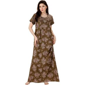 القطن النسائي ، Rayon & Polyester المطبوع Maxi Nighty (Alpine) 1629 in Kuwait