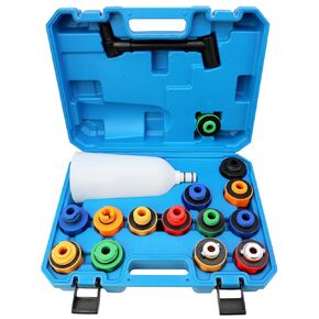 DPTOOL Oil Funnel Set for Engine Change - Automotive Dispenser Kit With Flexible Extension and 14 Cap Adapters Compatible With GM, Ford, VW, BMW, Audi, Land Rover Etc