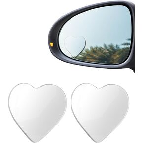 2PCS Blind Spot Mirror,Car Accessories Frameless Glass Convex Blindspot Mirror for Car,Heart Shaped Blind Spot Mirrors for Cars,Stick-On Side Blinds Spot Mirrors,Suitable for Cars SUV Etc