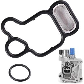Pack of 2 Solenoid Gasket Element, Head Cylinder Solenoid Valve Gasket Kit with O-Ring, Compatible with Honda 15815-R40-A01, 91319-PAA-A01 (Black)