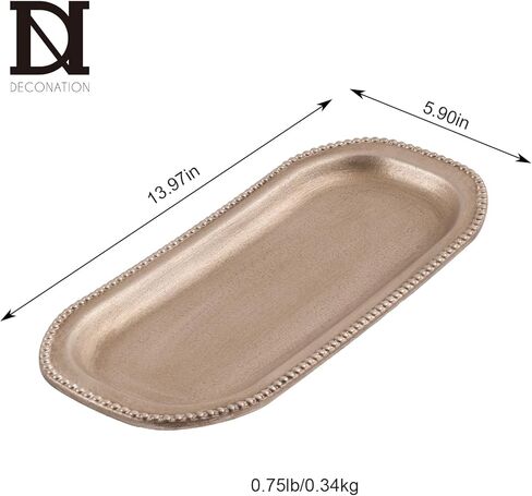 Vintage Gold Decorative Trays for Coffee Table Home Decor Farmhouse, Wood Powder Compressed Trays for Bathroom Ottoman Jewelry Organizer Perfume, Tray for Table Centerpieces in Kuwait