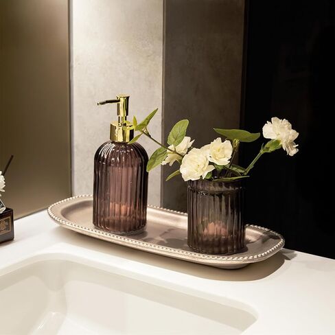 Vintage Gold Decorative Trays for Coffee Table Home Decor Farmhouse, Wood Powder Compressed Trays for Bathroom Ottoman Jewelry Organizer Perfume, Tray for Table Centerpieces in Kuwait