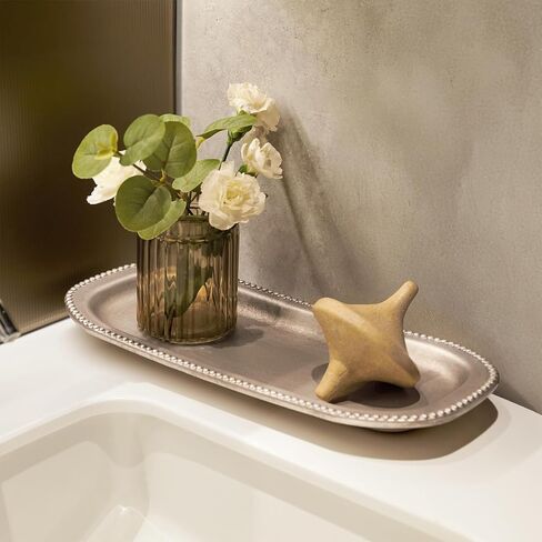 Vintage Gold Decorative Trays for Coffee Table Home Decor Farmhouse, Wood Powder Compressed Trays for Bathroom Ottoman Jewelry Organizer Perfume, Tray for Table Centerpieces in Kuwait