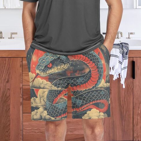 Men's Pajama Bottoms, Colorful Pattern Sleep Pajamas Shorts Sleepwear Lounge Wear Short Pants in Saudi Arabia