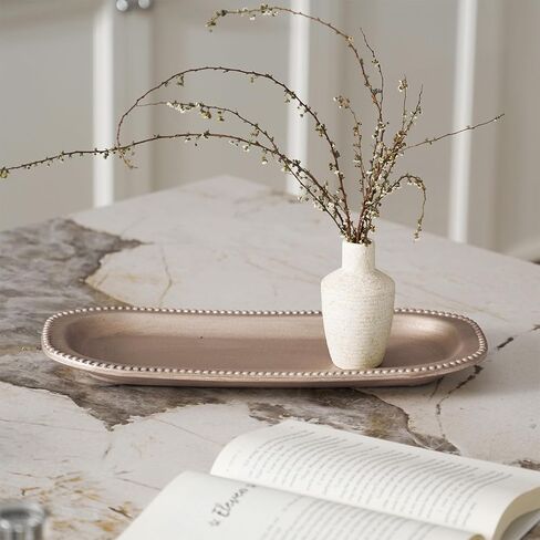 Vintage Gold Decorative Trays for Coffee Table Home Decor Farmhouse, Wood Powder Compressed Trays for Bathroom Ottoman Jewelry Organizer Perfume, Tray for Table Centerpieces in Kuwait