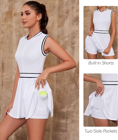 فساتين التنس للنساء فساتين الجولف تراكب الرمز البريدي بلا أكمام تمرين تم تجريبه in Kuwait
