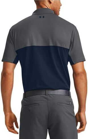 قميص بولو جولف بيرفورمانس للرجال من Under Armour 2.0 Colorblock، رمادي داكن (012)/أزرق أكاديمي، مقاس كبير in Kuwait
