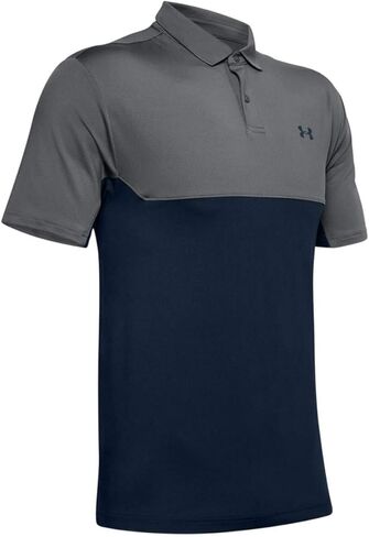 قميص بولو جولف بيرفورمانس للرجال من Under Armour 2.0 Colorblock، رمادي داكن (012)/أزرق أكاديمي، مقاس كبير in Kuwait