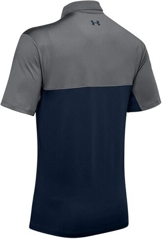 قميص بولو جولف بيرفورمانس للرجال من Under Armour 2.0 Colorblock، رمادي داكن (012)/أزرق أكاديمي، مقاس كبير in Kuwait