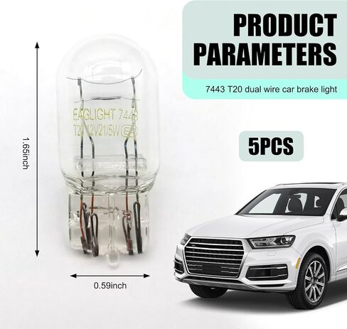 5 PCS 7443 Light Bulbs, T20 Dual Wire Plug and Play 7443 Brake Light Bulb, 7443 Miniature Bulb Tail Light Bulb, 12V 21/5W Reverse Light Bulb, Lighting Replace for Cars, Trucks, SUVs (Red) in Saudi Arabia