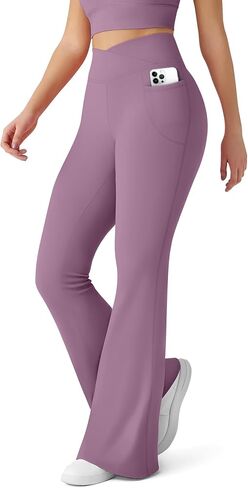 CHARMKING Flare Leggings for Women with Pocket Crossover Flare Leggings High Waisted Tummy Control Workout Casual Pants in Saudi Arabia