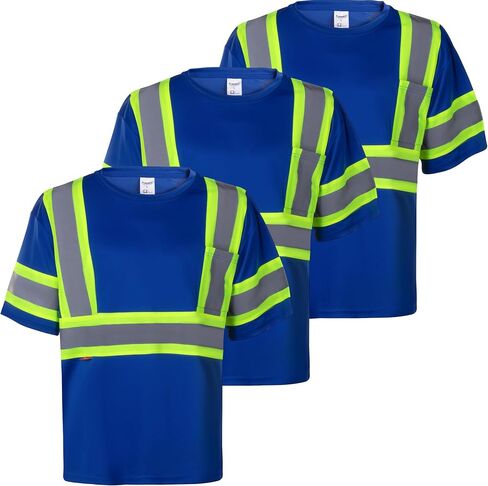 ProtectX High Visibility Short Sleeve Reflective Safety T-Shirt, Men's Heavy Duty Breathable Hi Vis Shirts, Class 2 Type R in Kuwait