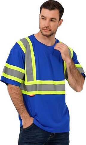 ProtectX High Visibility Short Sleeve Reflective Safety T-Shirt, Men's Heavy Duty Breathable Hi Vis Shirts, Class 2 Type R in Kuwait
