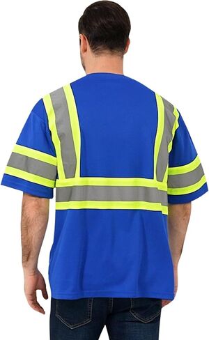 ProtectX High Visibility Short Sleeve Reflective Safety T-Shirt, Men's Heavy Duty Breathable Hi Vis Shirts, Class 2 Type R in Kuwait