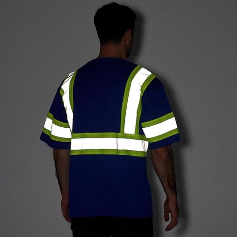ProtectX High Visibility Short Sleeve Reflective Safety T-Shirt, Men's Heavy Duty Breathable Hi Vis Shirts, Class 2 Type R in Kuwait