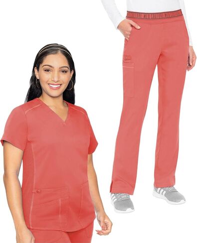Med Couture Women's Coral Scrub Set, V-Neck Top & Pant, XL in Saudi Arabia