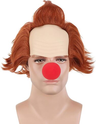 RightOn Green Wig with Bald Cap Short Curly Wig for Men and Women Cosplay Halloween Use in Kuwait