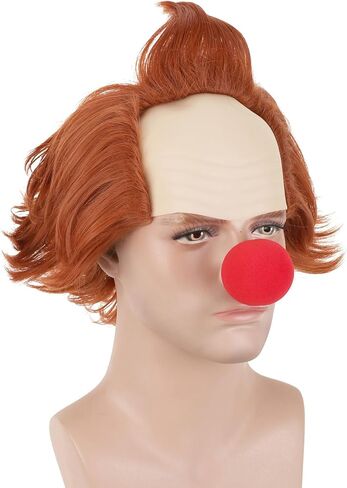 RightOn Green Wig with Bald Cap Short Curly Wig for Men and Women Cosplay Halloween Use in Kuwait