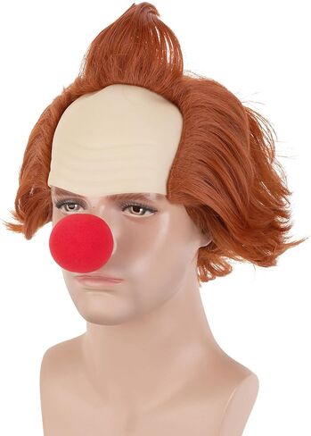 RightOn Green Wig with Bald Cap Short Curly Wig for Men and Women Cosplay Halloween Use in Kuwait