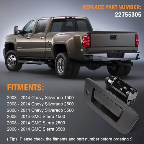 Yinlowa Locking Tailgate Handle 22755305 for 2008-2014 Chevrolet Chevy Silverado GMC Sierra 1500 2500 3500 Tailgate Latch Handle with Bezel & Lock Cylinder in Saudi Arabia