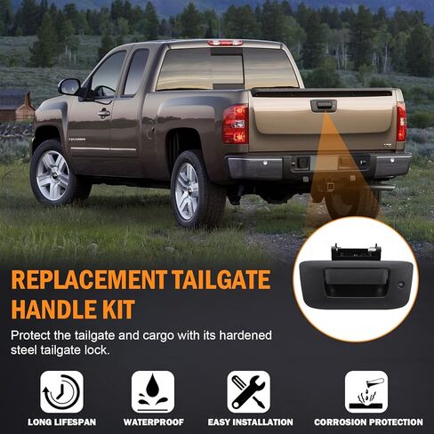 Yinlowa Locking Tailgate Handle 22755305 for 2008-2014 Chevrolet Chevy Silverado GMC Sierra 1500 2500 3500 Tailgate Latch Handle with Bezel & Lock Cylinder in Saudi Arabia