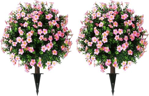 Sunnyglade مجموعة من أشجار الكرة الاصطناعية من خشب البوسان مع زهرة وردية ، شجيرات شجيرة فو مع ارتفاع أرضي 25.5 "، نباتات خشب البقس من خشب الأشعة فوق البنفسجية للأشعة فوق البنفسجية للداخلية ، الحديقة ، الشرفة ، ديكور الفناء (الوردي) in Kuwait