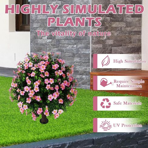 Sunnyglade مجموعة من أشجار الكرة الاصطناعية من خشب البوسان مع زهرة وردية ، شجيرات شجيرة فو مع ارتفاع أرضي 25.5 "، نباتات خشب البقس من خشب الأشعة فوق البنفسجية للأشعة فوق البنفسجية للداخلية ، الحديقة ، الشرفة ، ديكور الفناء (الوردي) in Kuwait