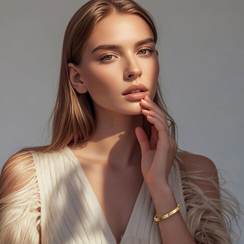 2Pcs 18K Gold Plated Love Bangle Bracelets set for Women, Stainless Steel Cubic Zirconia Bangle Crystal Friendship Jewelry, Easter Wedding Birthday Gifts for Girlfriend, Wife, Monther in Saudi Arabia