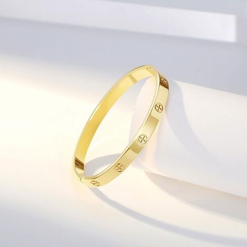 2Pcs 18K Gold Plated Love Bangle Bracelets set for Women, Stainless Steel Cubic Zirconia Bangle Crystal Friendship Jewelry, Easter Wedding Birthday Gifts for Girlfriend, Wife, Monther in Saudi Arabia