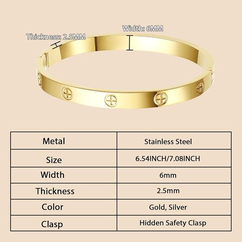 2Pcs 18K Gold Plated Love Bangle Bracelets set for Women, Stainless Steel Cubic Zirconia Bangle Crystal Friendship Jewelry, Easter Wedding Birthday Gifts for Girlfriend, Wife, Monther in Saudi Arabia