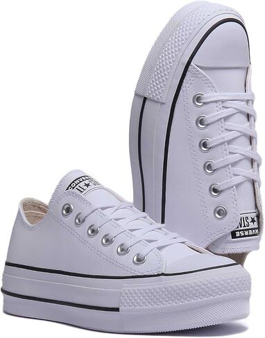 Converse Women's Chuck All Star Lift Clean Ox Sneakers, Black/White, 7.5 Medium US in Saudi Arabia