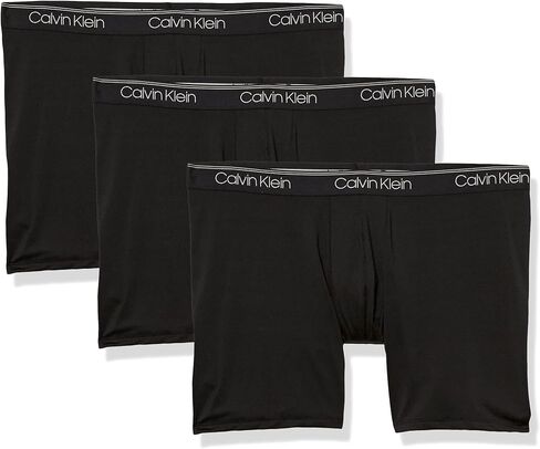 Calvin Klein Men's Microfiber Stretch 3-Pack Boxer Brief, Black, X-Large in Saudi Arabia