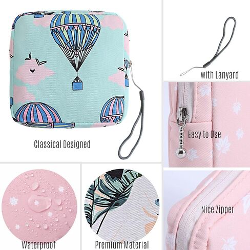 Portable Sanitary Napkin Storage Bag,4 Pieces Reusable Period Pouch for Teen Girls & Women,Pad Bags for Period for School,Office,Mini Pouch Feminine Pads Bag Kit (Classical) in Kuwait