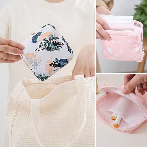 Portable Sanitary Napkin Storage Bag,4 Pieces Reusable Period Pouch for Teen Girls & Women,Pad Bags for Period for School,Office,Mini Pouch Feminine Pads Bag Kit (Classical) in Kuwait