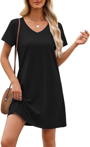Ekouaer Cotton Lightgowns for Women Short Sleeve Womens Lightgown v Deck Sleep Dorts for Women Soft Sleepwear S-XXXL in Saudi Arabia