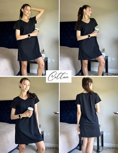 Ekouaer Cotton Lightgowns for Women Short Sleeve Womens Lightgown v Deck Sleep Dorts for Women Soft Sleepwear S-XXXL in Saudi Arabia