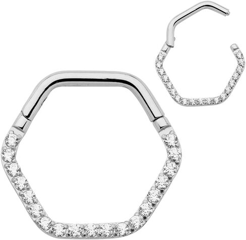 365 Sleepers Titanium Implant Grade 16G Gem Hexagonal Septum Jewelry Hinged Segment Ring Body Piercing Hoop Lip Rings Helix Cartilage Rook Sleeper Earrings 8mm – 10mm in Saudi Arabia