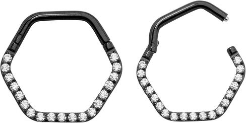 365 Sleepers Titanium Implant Grade 16G Gem Hexagonal Septum Jewelry Hinged Segment Ring Body Piercing Hoop Lip Rings Helix Cartilage Rook Sleeper Earrings 8mm – 10mm in Saudi Arabia
