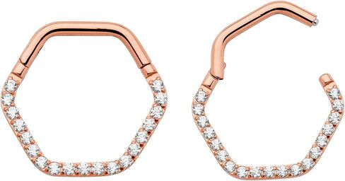 365 Sleepers Titanium Implant Grade 16G Gem Hexagonal Septum Jewelry Hinged Segment Ring Body Piercing Hoop Lip Rings Helix Cartilage Rook Sleeper Earrings 8mm – 10mm in Saudi Arabia