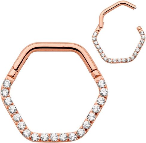 365 Sleepers Titanium Implant Grade 16G Gem Hexagonal Septum Jewelry Hinged Segment Ring Body Piercing Hoop Lip Rings Helix Cartilage Rook Sleeper Earrings 8mm – 10mm in Kuwait