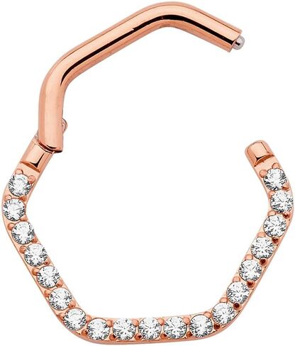 365 Sleepers Titanium Implant Grade 16G Gem Hexagonal Septum Jewelry Hinged Segment Ring Body Piercing Hoop Lip Rings Helix Cartilage Rook Sleeper Earrings 8mm – 10mm in Kuwait