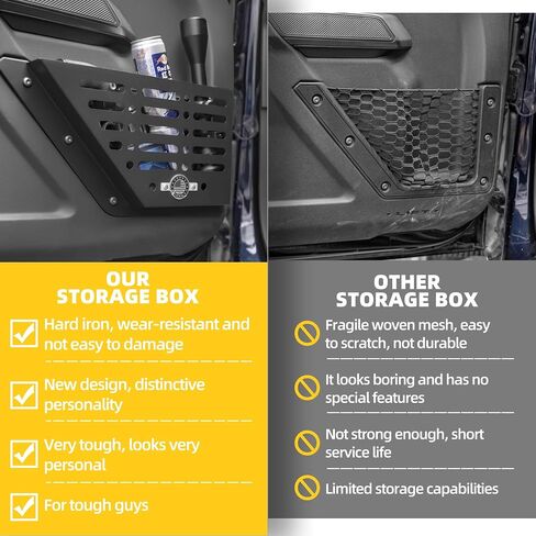 Bronco Front Door Pockets, Metal Front Door Storage Box for 2021-2024 2/4 Ford Bronco, 2 PCS Door Side Insert Organizer Box Molle Panels Interior Expansion Accessories in Saudi Arabia