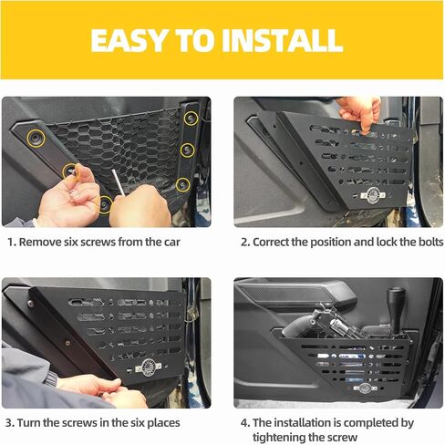 Bronco Front Door Pockets, Metal Front Door Storage Box for 2021-2024 2/4 Ford Bronco, 2 PCS Door Side Insert Organizer Box Molle Panels Interior Expansion Accessories in Saudi Arabia