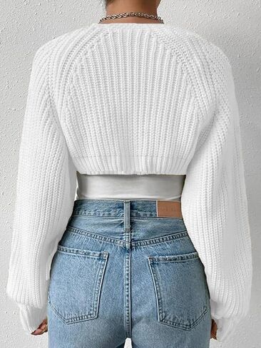 Women's Bolero Shrug Sweater Rib Knitted Long Sleeve Open Front Cropped Cardigan Y2K Tops in Saudi Arabia