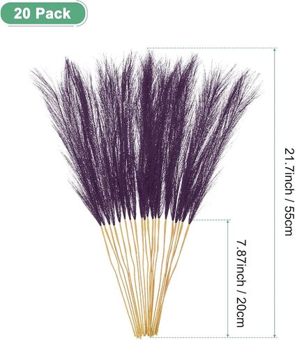 20-Pack Faux Pampas Grass 21.7 Inch/55cm Small Fake Fluffy Pampas Grass Decor Pampas Grass Branches Vase Filler for Home/Wedding/Vase/Office/Party [Yellow Gradient] in Saudi Arabia